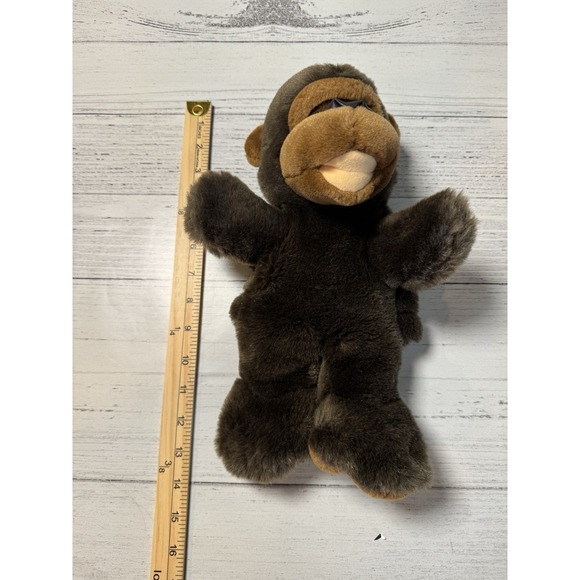 Monkey Plush Hand Puppet Faux Leather Nose Brown 12" - Picture 5 of 5